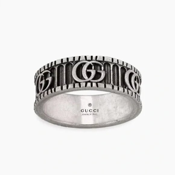 Authentic GUCCI GG Marmont Logo Wide Ring - Picture 1 of 12